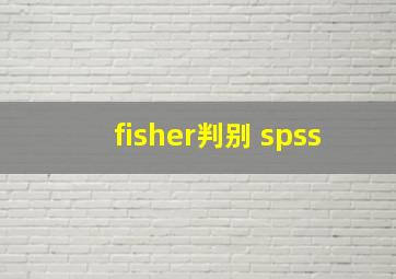 fisher判别 spss